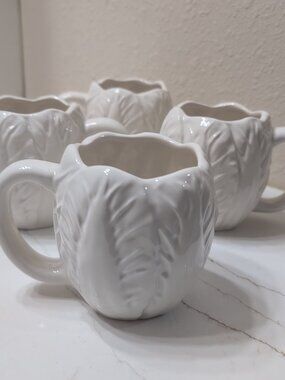 New Threshold Stoneware Radicchio Mug White - Lot Of 4 - 15 Fl oz Each, Spring